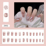 24 Pcs Pink French 3D Flower Decorations for Fake Nails Almond Press on Nails Acrylic Artificial Reusable False Nails Self-nail BareGlow