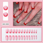 24Pcs Short Square Coffin False Nails French Glitter Wearable Fake Nails Tip Acrylic Full Cover Women Ballet Press on Nails BareGlow