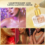 Highlighter Powder,Fairy powder High Gloss Glitter Shimmer Baked Powder Face Body Lasting Sparkling Highlighter Makeup Cosmetics BareGlow