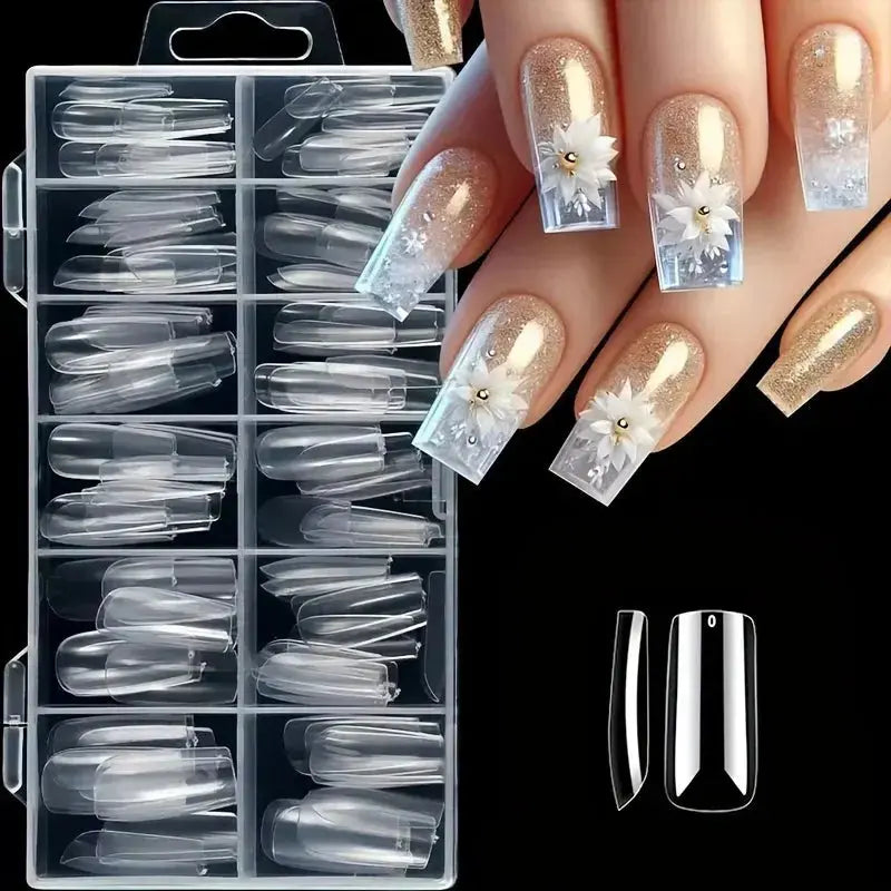 120 Pieces of Transparent Coffin/Mandarin/Aprilion/Square/Oval/Other Shape Style Boxed Nails BareGlow