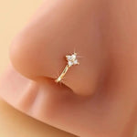 3pcs Rhinestone Decorated Clip-On Nose Rings Adjustable Fake Nose Piercing Fashionable Hip-Hop Jewelry Accessory BareGlow