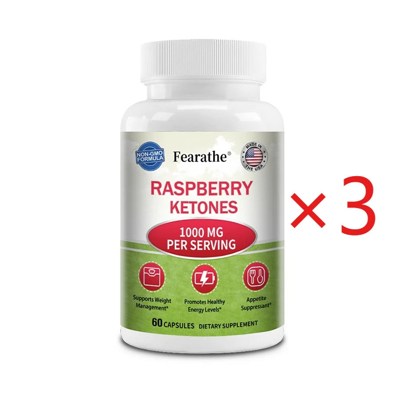 Raspberry Ketones Capsules - Fat Burning, Metabolism Boosting, Healthy Weight Management, Appetite Suppressant BareGlow