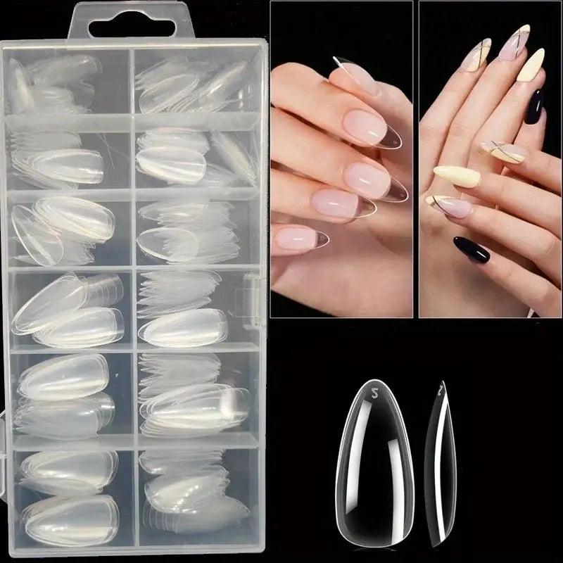 120 Pieces of Transparent Coffin/Mandarin/Aprilion/Square/Oval/Other Shape Style Boxed Nails BareGlow