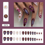 24 Pcs Pink French 3D Flower Decorations for Fake Nails Almond Press on Nails Acrylic Artificial Reusable False Nails Self-nail BareGlow