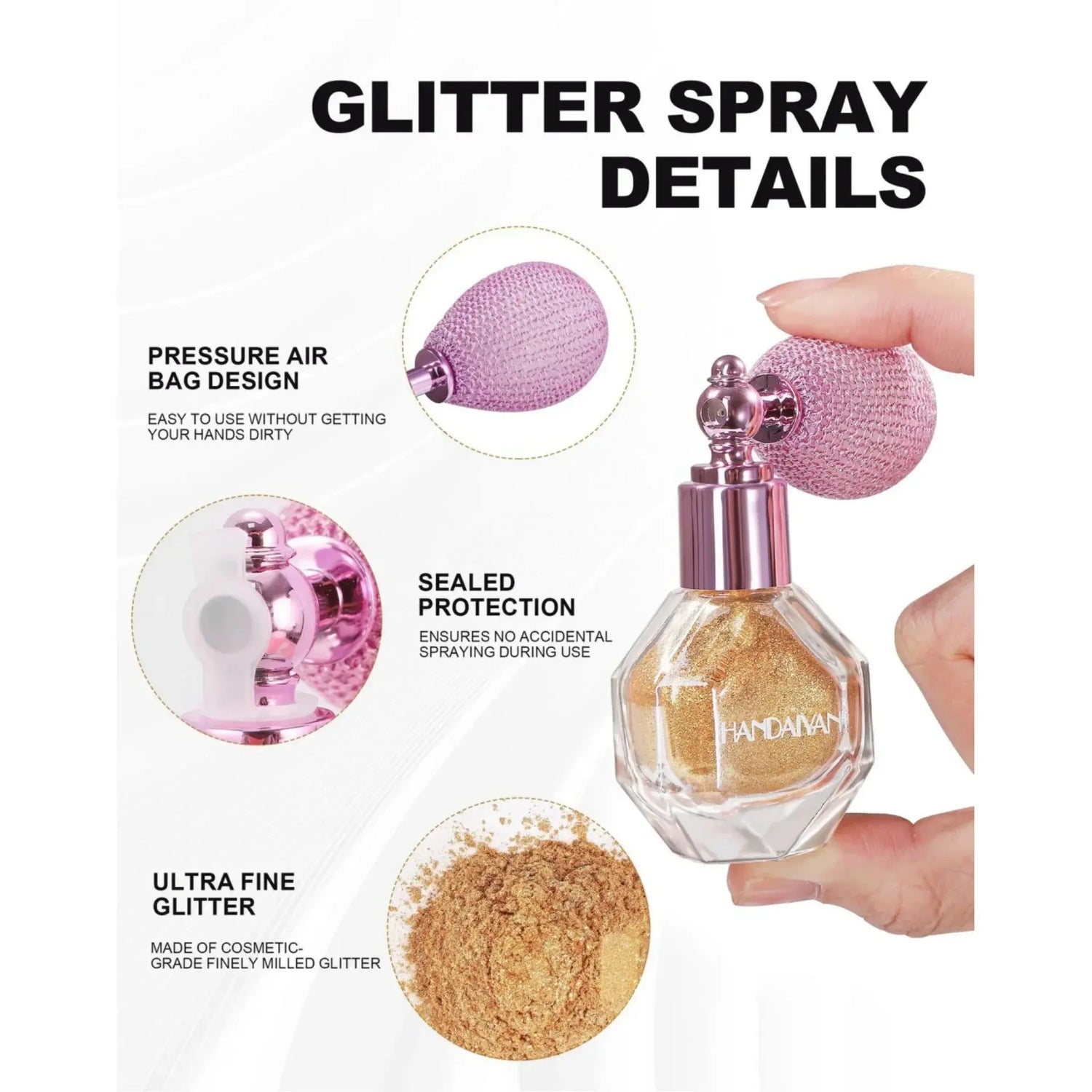 5 Color Body Highlight Powder Spray Brightening Sparkling Glitter Clothes Face Hair Makeup Highlighter Spray BareGlow