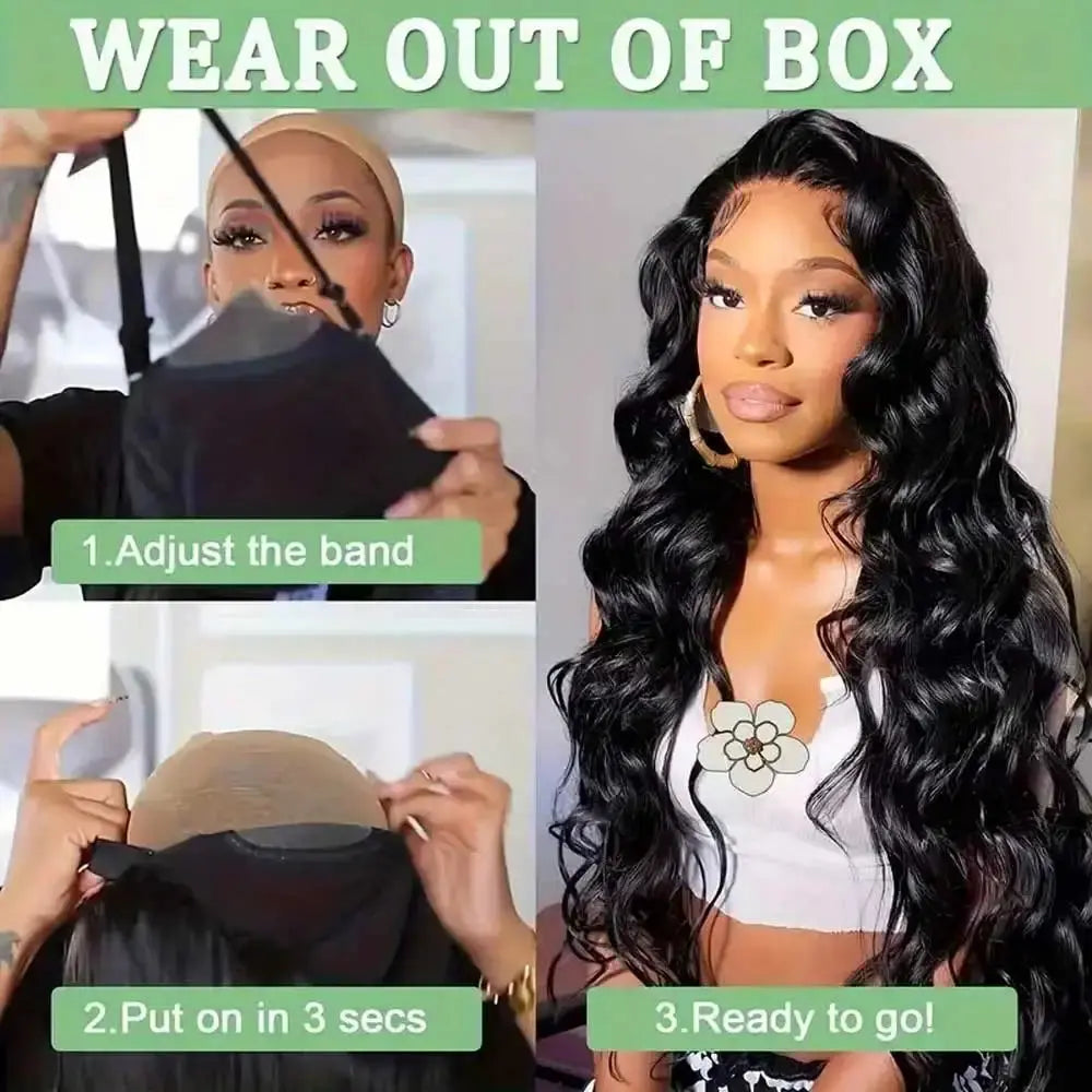 250% Glueless Wig Body Wave Human Hair Wigs Pre Cut 13x4 13x6 HD Lace Frontal Wigs Pre Plucked Curly Lace Front Human Hair Wigs BareGlow