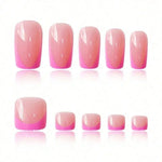 24Pcs French Pink Square Nail & Toenail Combo Kit, Removable Reusable Press On Nails For Daily Wear BareGlow