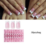 30pcs Square ToeNail Tips Summer French Gradient False Toe Nails Wearable Short Square Foot Nails Set Press On Nail BareGlow