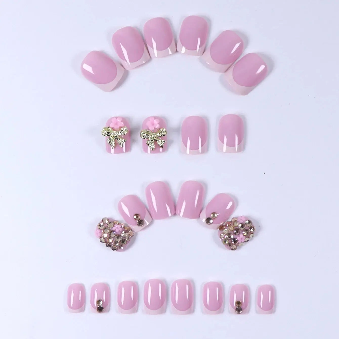 48pcs French black border hand and foot armour Glossy fake toenails fully covered with nude spring break toenails for women's na BareGlow