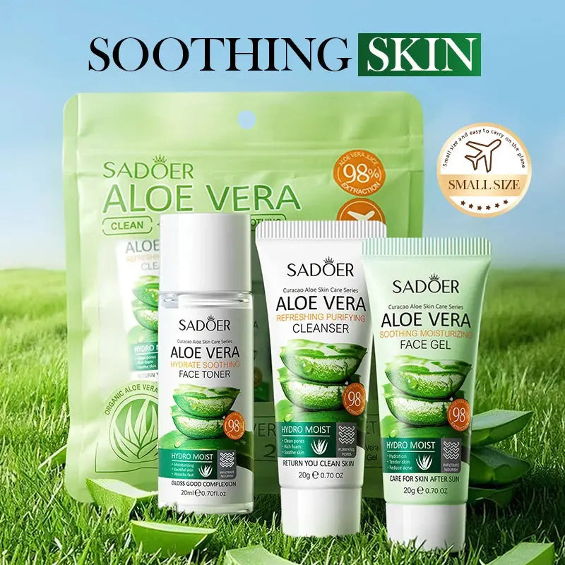 Facial Skin Care Set Moisturizing Facial Cleanser Refreshing Facial Cleanser firming Aloe Vera Face Gel Rejuvenate Skin Lighten BareGlow