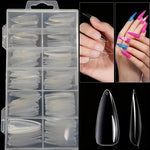 120 Pieces of Transparent Coffin/Mandarin/Aprilion/Square/Oval/Other Shape Style Boxed Nails BareGlow