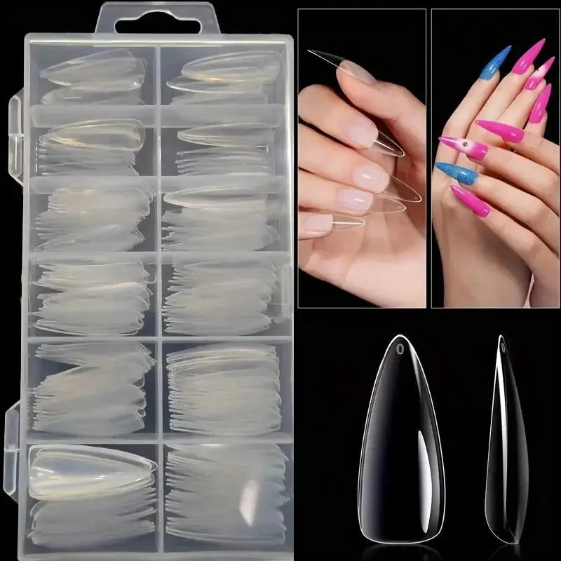 120 Pieces of Transparent Coffin/Mandarin/Aprilion/Square/Oval/Other Shape Style Boxed Nails BareGlow