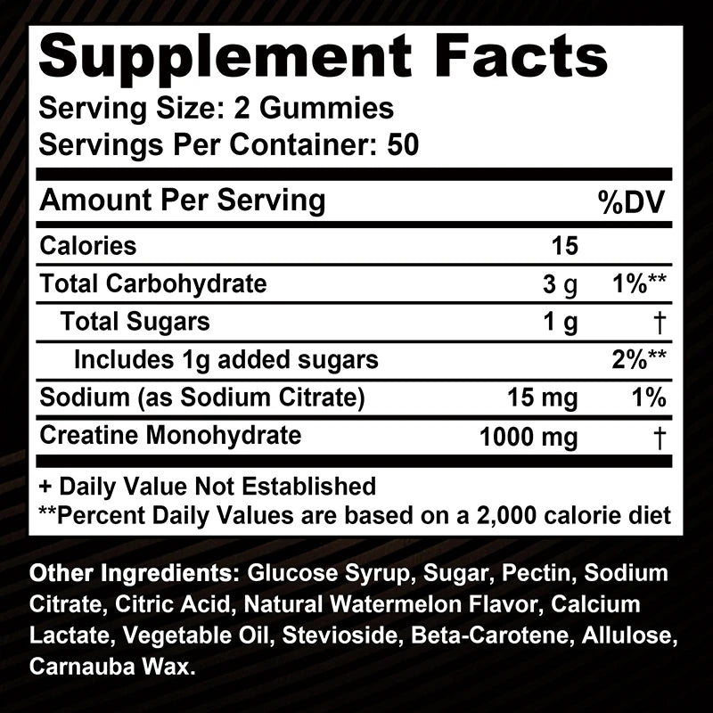 Creatine Monohydrate Gummies - Boost Energy, Build Muscle Mass, and Improve Athletic Performance BareGlow