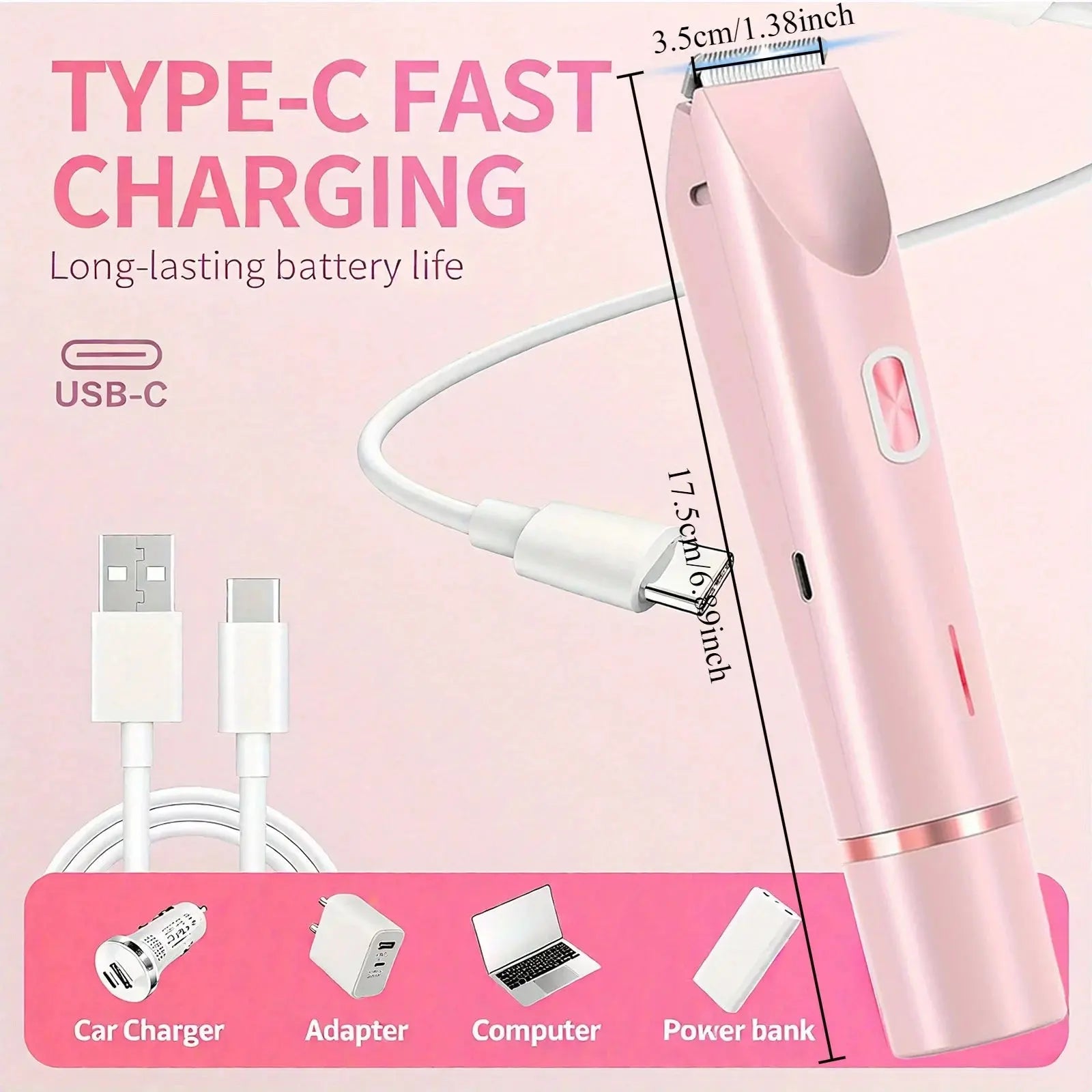 2-in-1 dual-head electric epilator and shaver for underarms, legs and face hair removal, birthday/Christmas gift BareGlow