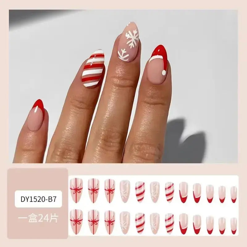 24 Pcs Pink French 3D Flower Decorations for Fake Nails Almond Press on Nails Acrylic Artificial Reusable False Nails Self-nail BareGlow