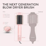 Hair Blow Dryer Brush for salon-style blowouts, lightweight ionic plastic in pink, 3X faster drying with shine, volume, anti-fr BareGlow