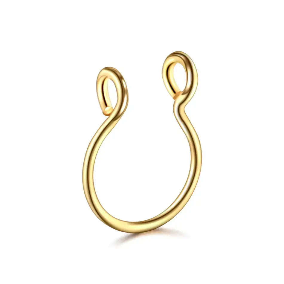 5pcs Stainless Steel Magnet Fake Nose Ring Hoop Fake Piercing Hoop Septum Rings For Women Fashion Gothic Rock Body Jewelry Gifts BareGlow