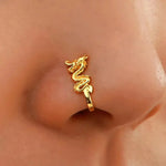Fashion Gold Color Dragon Butterfly Fake Nose Ring for Women Africa Copper Helix U Shape Faux Aro Nariz Piercing BareGlow