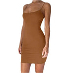 Summer Spaghetti Strap Mini Dress 2026 Women Sexy Bodycon Club Party Dresses Short Female Camisole Solid Black Sheath Sundress BareGlow