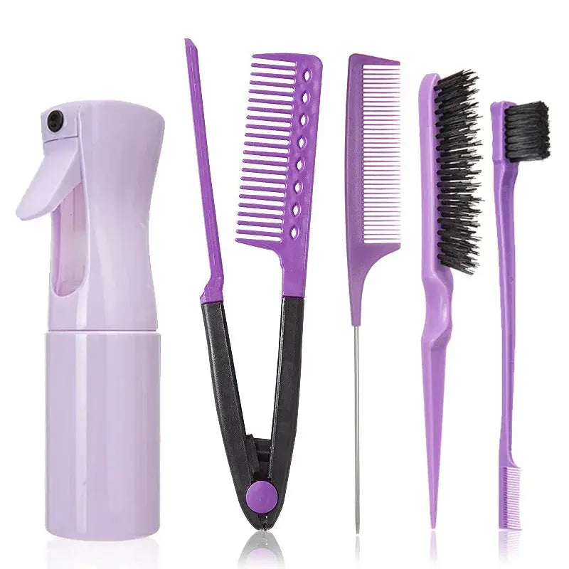 4/5Pcs Set Hair Brush Set Hairdressing Spray Bottle Hair Folding V Type Hair Straightener Teasing Edge Control Hair Brush BareGlow