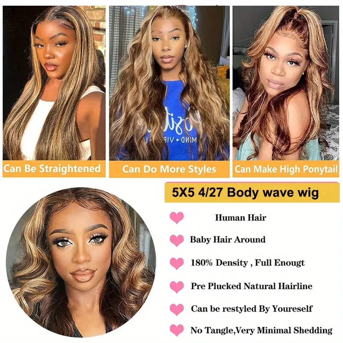 Honey Blonde Ombre Highlight Body Wave Lace Front Human Hair Wigs Pre Plucked Glueless Straight Deep Wave Frontal Wigs For Woman On Clearance Sale BareGlow
