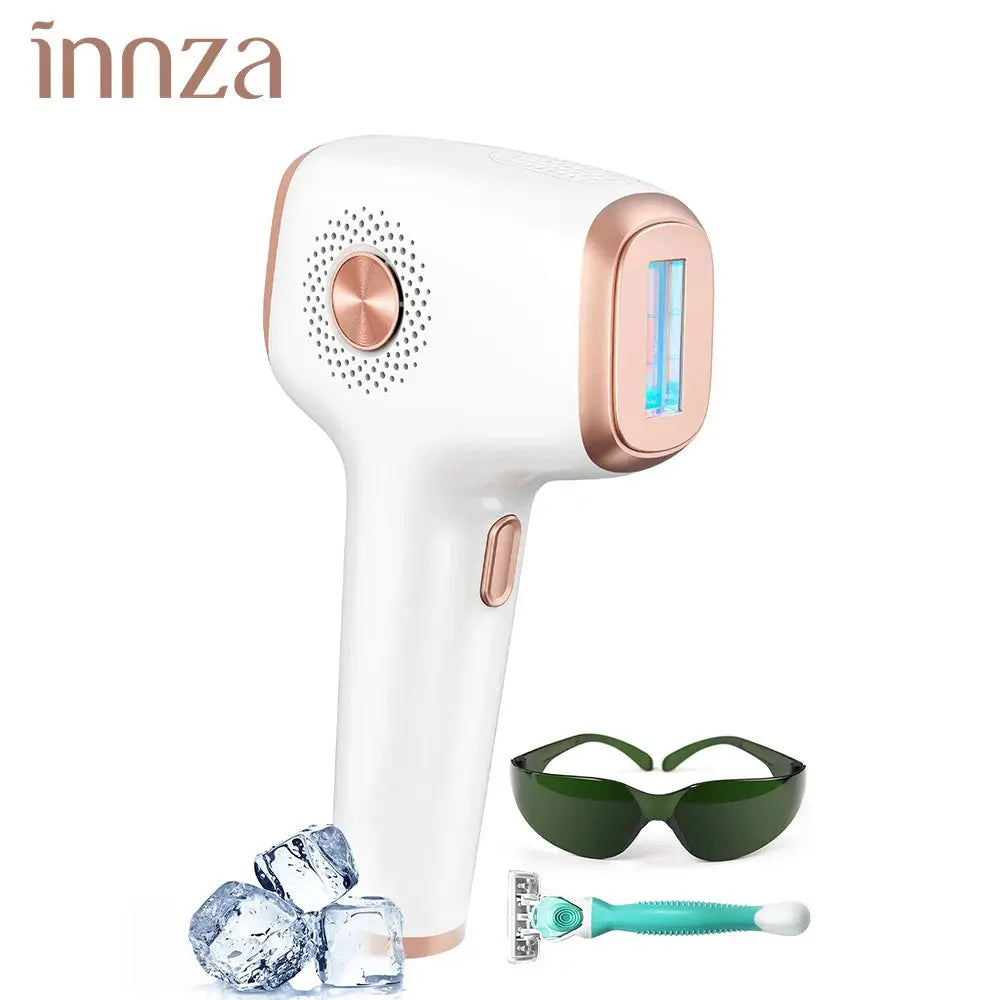 INNZA Hair Removal with Ice Cooling Care Function for Women Permanent,999,999 Flashes Painless IPL Hair Remover Device BareGlow