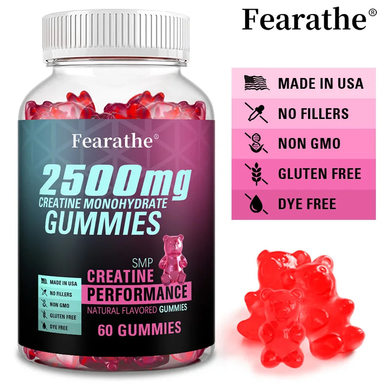 Creatine Monohydrate Gummies - Boost Energy, Build Muscle Mass, and Improve Athletic Performance, Supports Mood Health BareGlow