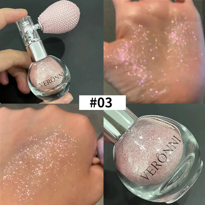 Highlighter Powder Spray Longwear sparkle fairy powder High Gloss Glitter Spray Body Bronzer For Face Body Makeup Cosmetics BareGlow