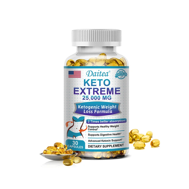 Daitea Keto Supplement 25000mg – Supports healthy eating, weight management, supports immunity, 120 capsules supplements BareGlow