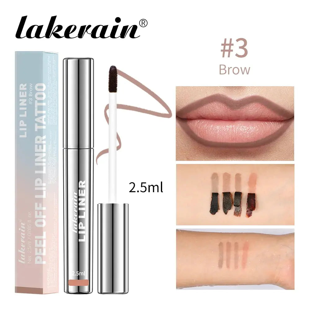 Waterproof Lip Liner Peel Off Tattoo Lipgloss Waterproof Long Lasting Matte Lip Tint Brown Contour Tear-off Lips Stain Cosmetic BareGlow