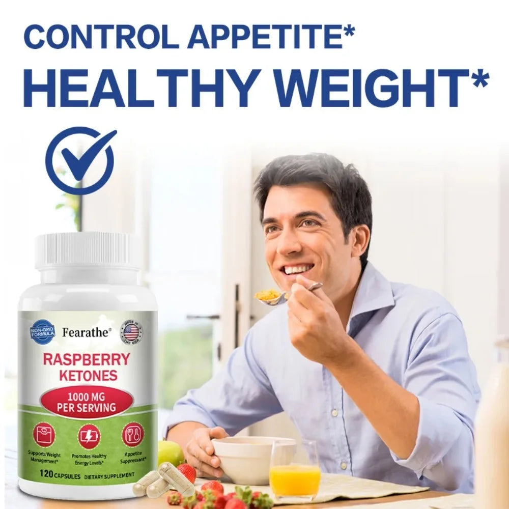 Raspberry Ketones Capsules - Fat Burning, Metabolism Boosting, Healthy Weight Management, Appetite Suppressant BareGlow