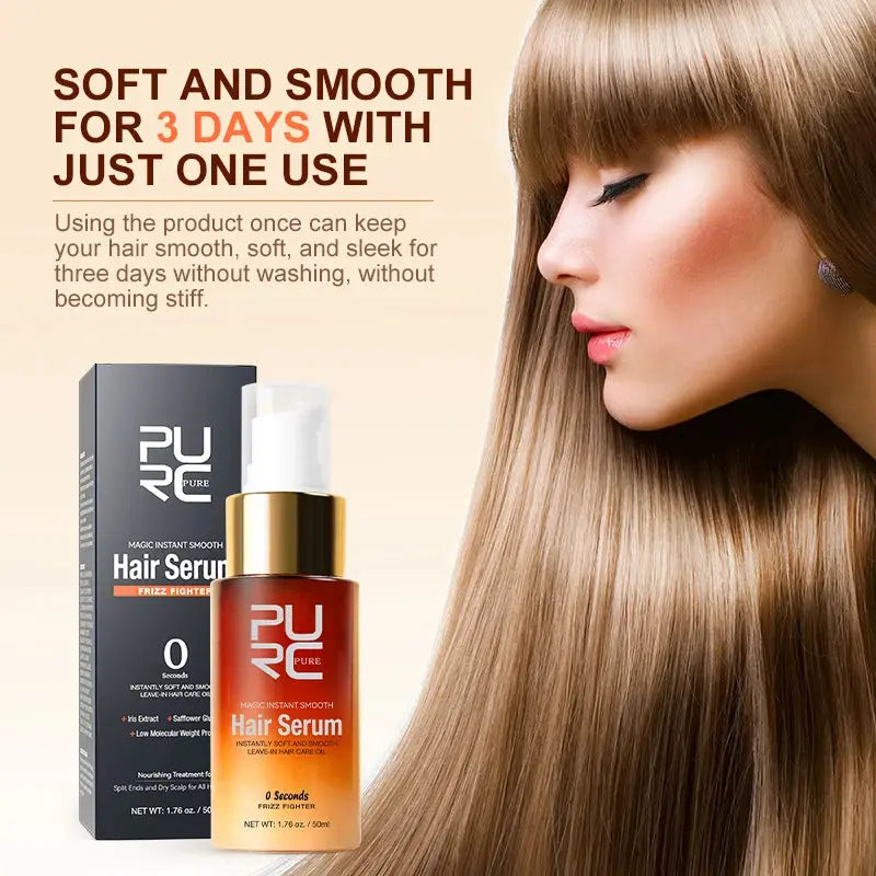 PURC Magic Instant Smooth Hair Serum Nourishing Repair Damaged Leave-In Hair Oil Anti-Frizz Softness Hair Care BareGlow