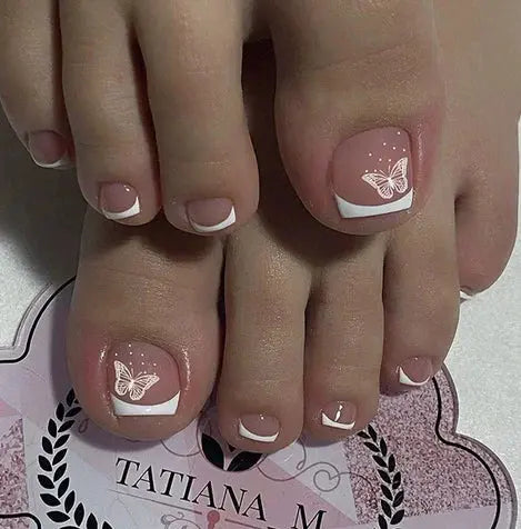 24pcs Black False Toenails Solid Color Glossy Fake Toenails Wearable Full Cover Ins Square Press on Toenail Patch for Girl Women BareGlow