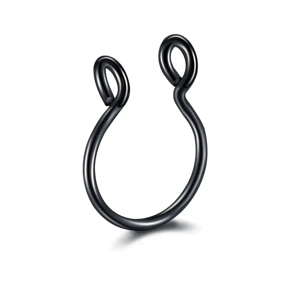 5pcs Stainless Steel Magnet Fake Nose Ring Hoop Fake Piercing Hoop Septum Rings For Women Fashion Gothic Rock Body Jewelry Gifts BareGlow