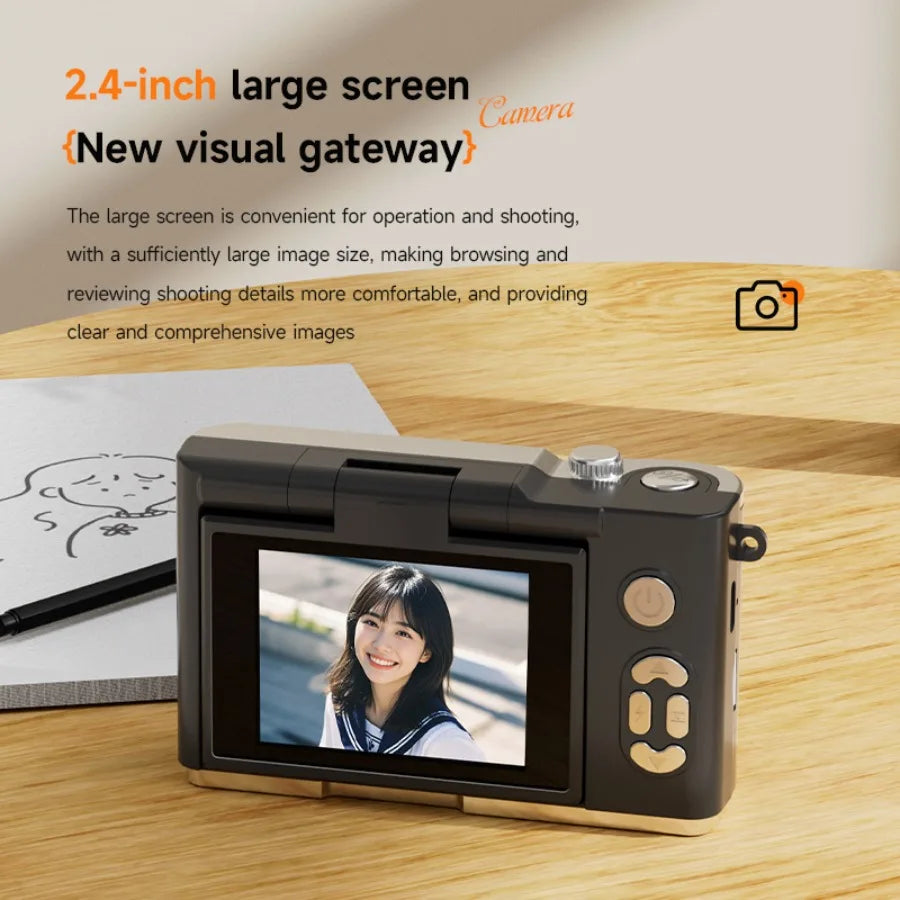Digital Camera,Autofocus 4K Vlogging Camera for Photography 48MP Portable Compact Point and Shoot Digital Camera for Teens Adult BareGlow