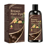 YUITIKUE Brown Hair Dye Shampoo | 4-in-1 Color, Moisturize, Nourish, Natural Ginger Formula 100ml BareGlow