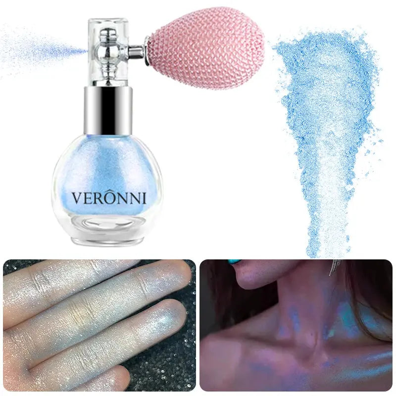 Highlighter Powder Spray Longwear sparkle fairy powder High Gloss Glitter Spray Body Bronzer For Face Body Makeup Cosmetics BareGlow