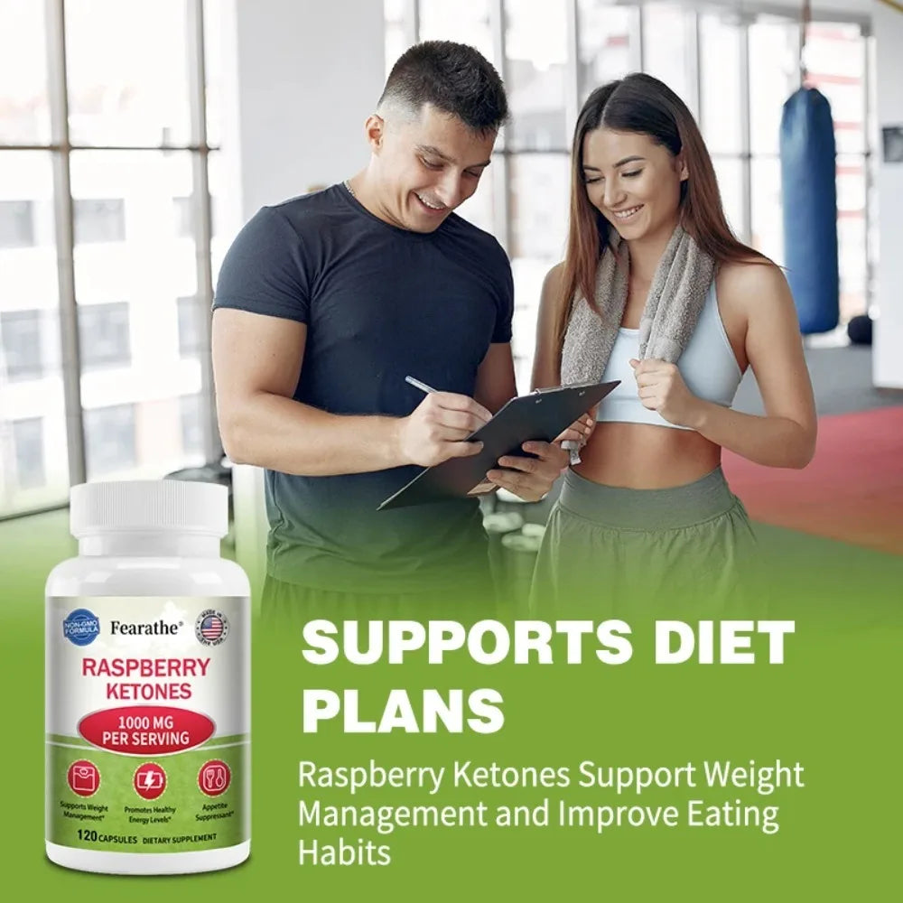 Raspberry Ketones Capsules - Fat Burning, Metabolism Boosting, Healthy Weight Management, Appetite Suppressant BareGlow