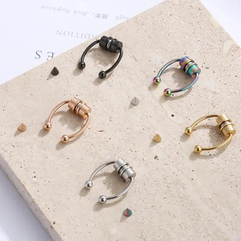 5pcs Stainless Steel Magnet Fake Nose Ring Hoop Fake Piercing Hoop Septum Rings For Women Fashion Gothic Rock Body Jewelry Gifts BareGlow