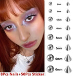 58pcs Non Piercing Lip Nails Sticker Selfadhesive Waterproof Reusable Fake Lip Nail Eyebrow Nose Ring Body Belly Button Jewelry BareGlow