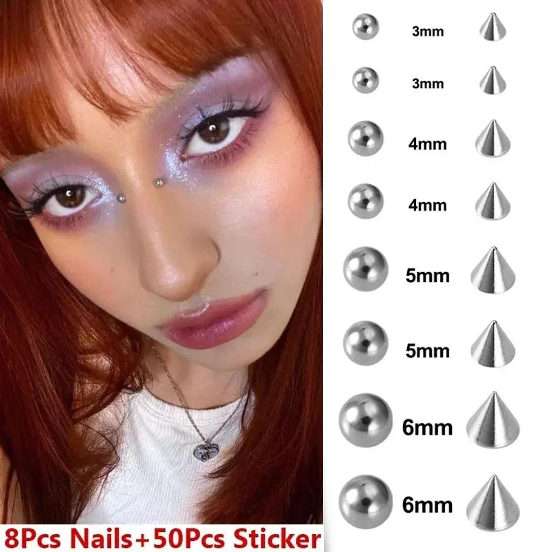 58pcs Non Piercing Lip Nails Sticker Selfadhesive Waterproof Reusable Fake Lip Nail Eyebrow Nose Ring Body Belly Button Jewelry BareGlow
