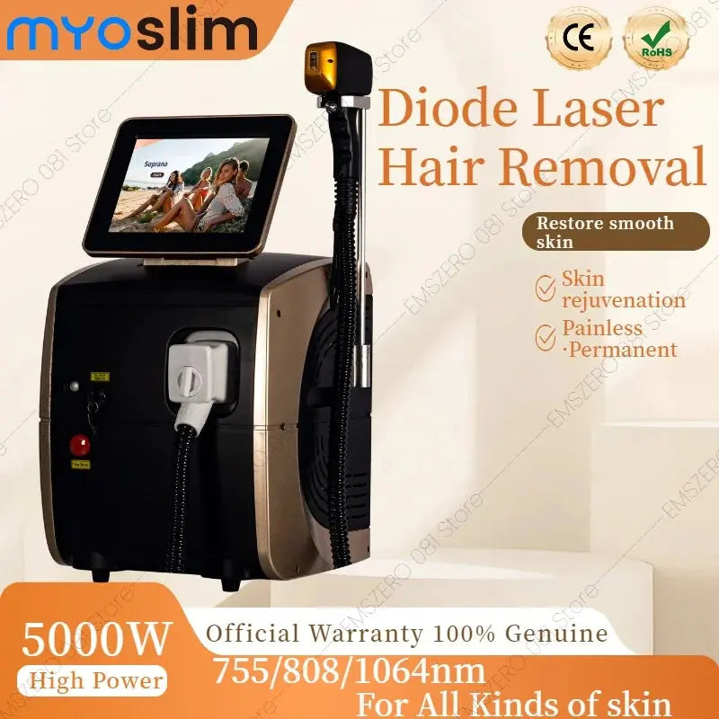 5000W Face 808nm Diode Laser Hair Removal Machine Alexandrit Permanent Painless Physical Underarm Body Care Depilation Equipment BareGlow