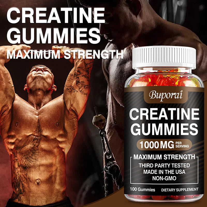 Creatine Monohydrate Gummies - Boost Energy, Build Muscle Mass, and Improve Athletic Performance BareGlow