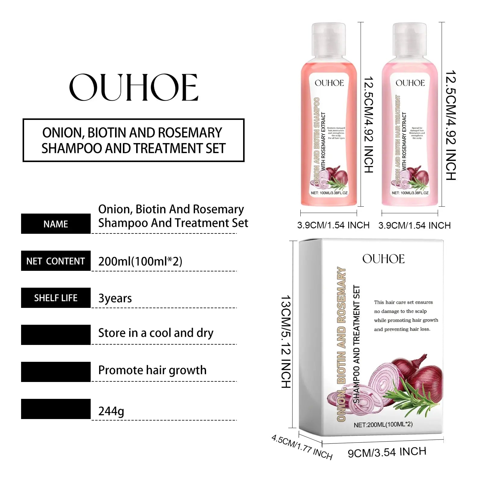 Biotin Rosemary Shampoo Care Set Shampoo Conditioner For All Hair Types Hair Shampoo Paraben Free Healthy Hair Care Gift BareGlow