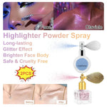 Highlighter Powder,Fairy powder High Gloss Glitter Shimmer Baked Powder Face Body Lasting Sparkling Highlighter Makeup Cosmetics BareGlow