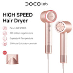 DOCO LAB Professional Hair Dryer 110000 RPM High-Speed Brushless Motor for Fast Drying Anti-static Negative Ion Technology Hair BareGlow