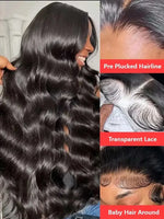 40 42 Inch 250% Wear And Go Glueless Wigs Body Wave Human Hair Wigs 13x4 13X6 Wet and Wavy HD Lace Frontal Wigs For Women BareGlow
