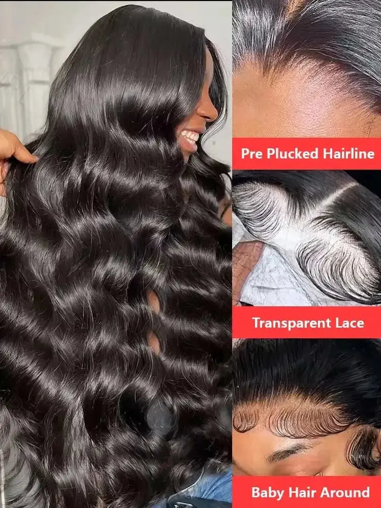 40 42 Inch 250% Wear And Go Glueless Wigs Body Wave Human Hair Wigs 13x4 13X6 Wet and Wavy HD Lace Frontal Wigs For Women BareGlow