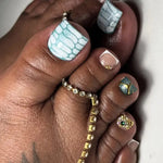 2026 New French False Toe Nails with Heart Rhinestone Design White Edge Summer Press on Toenails Fashion Fake Toenail Patches BareGlow