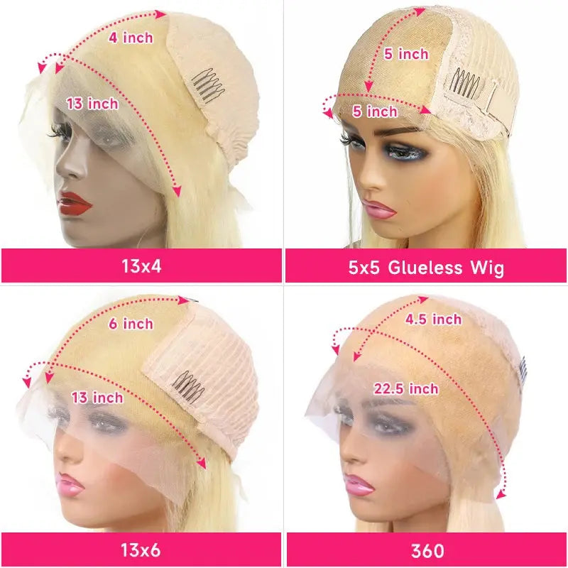613 Honey Blonde 13x4 Lace Front Human Hair Wigs For Black Women Pre Plucked 13x6 360 Frontal Remy Brazilian Straight Wig 46inch BareGlow